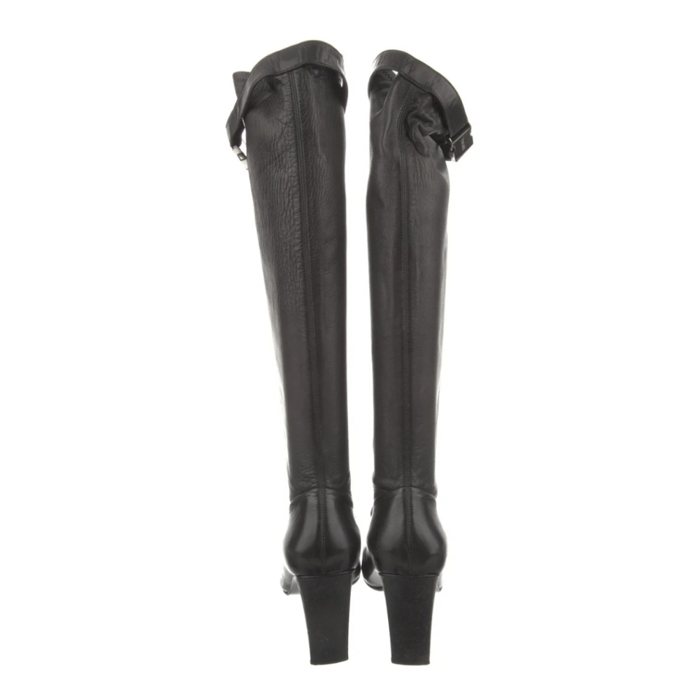 Coco Chanel NWOT Black Leather  Boots Buckle at top Luxury Size10 will fit 91/2 - Picture 4 of 4